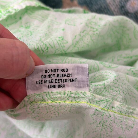 Roberta Roller Rabbit Blouse Top Womens Medium Green Floral 3/4 Sleeve Pintuck - Picture 4 of 16